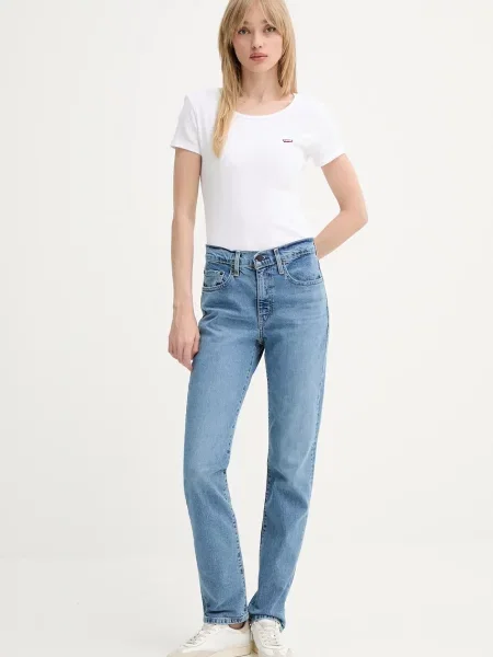 Levi's jeansy HIGH RISE STRAIGHT niebieski