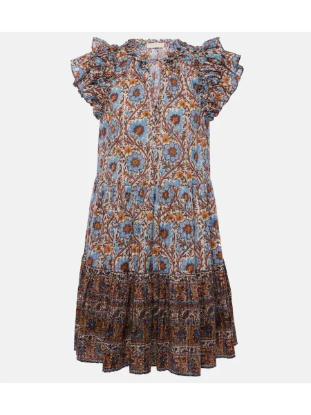 Obleka z volančki Ulla Johnson z volani modra