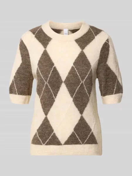 Y.A.S. Dzianinowa Koszulka beige biała