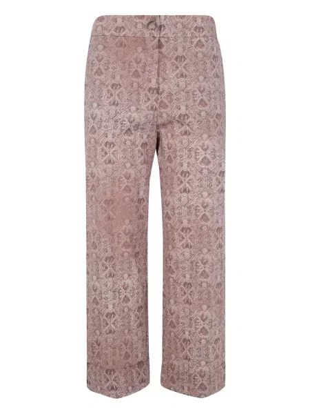 Pantaloni Pierre-louis Mascia de lână cu imagine cu imprimeu geometric roz