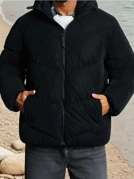 Sinsay Prošívaná bunda s kapucí černá