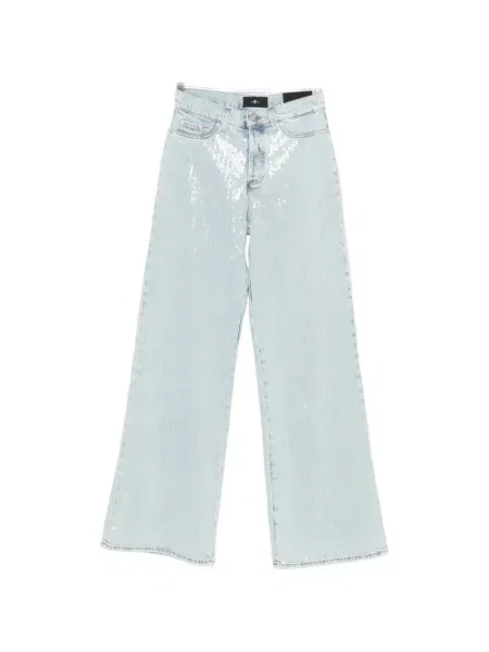 Proste jeansy 7 For All Mankind z cekinami niebieskie