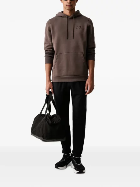 Hoodie Under Armour με κέντημα με κορδόνι καφέ
