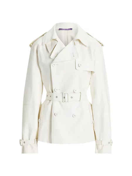 Cu centură palton Ralph Lauren Collection cu două rânduri de nasturi alb