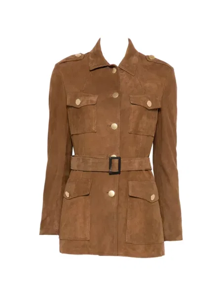 Kurtka skórzana Tagliatore na sprzączkę brązowa