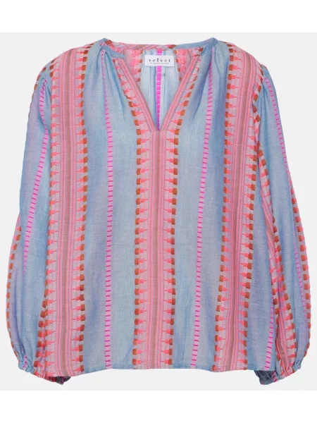 Bluză Velvet cu broderie de catifea albastru