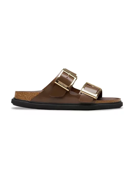 Birkenstock șlapi de piele Arizona maro