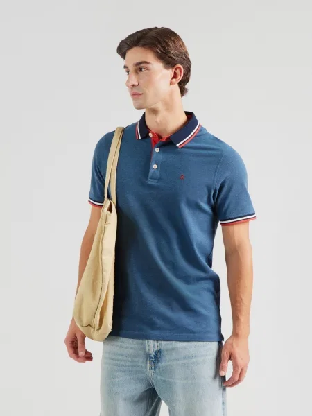 JACK & JONES Majica JJEPaulos noćno / melange / svijetlo crvena / bijela plava