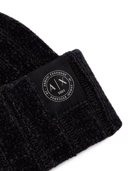 Căciulă Armani Exchange tricotate cu autograf albastru