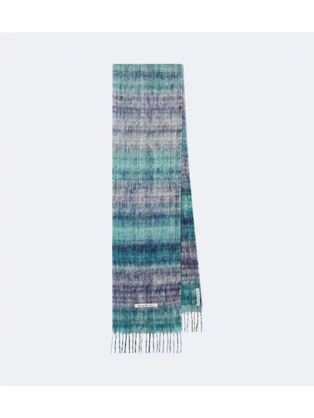Fular Acne Studios cu franjuri de lână albastru