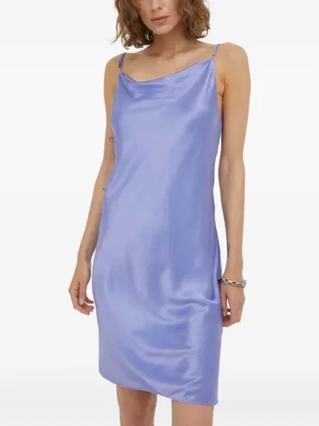 Mała sukienka mini Samsoe Samsoe garniturowa na ramiączkach fioletowa