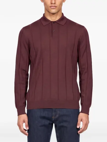 Tricou polo Canali tricotate roșu