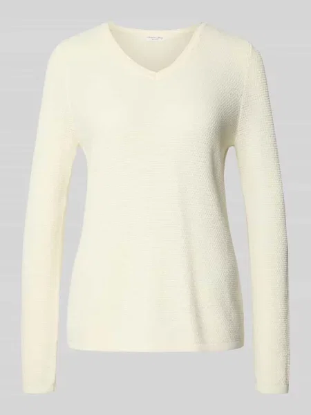 Sweter z dzianiny z dekoltem w serek Christian Berg Woman biały