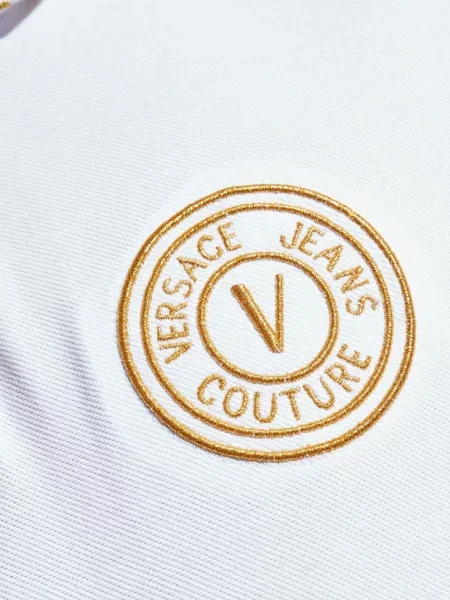 Polo Versace Jeans Couture cu broderie alb