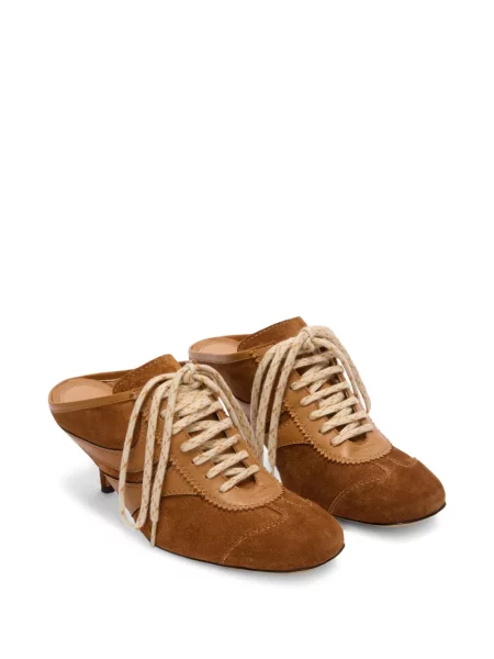Papuci tip mules Dries Van Noten din piele de căprioară maro