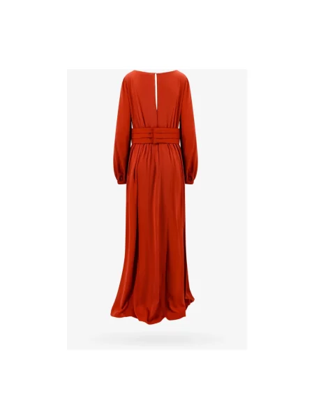 Jedwabna sukienka maxi Max Mara pomarańczowa
