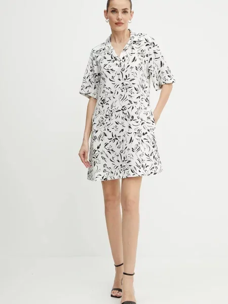 Льняна сукня Karl Lagerfeld mini oversize білий