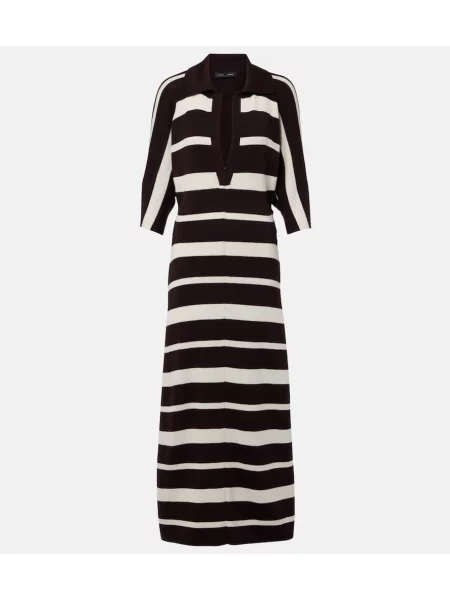 Rochie maxi Proenza Schouler de lână cu dungi de costum maro