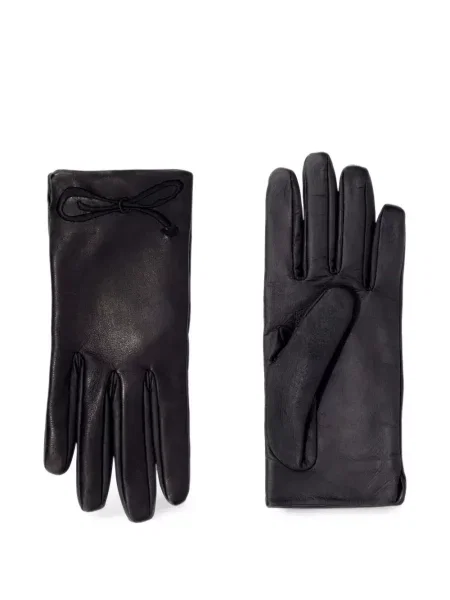 Mănuși Emporio Armani cu broderie din piele negru