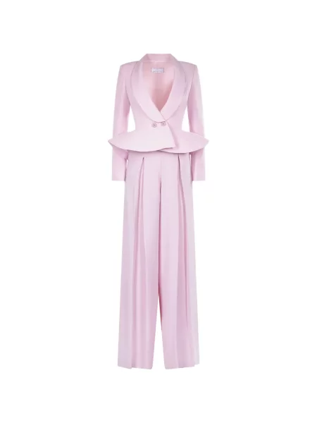 Salopetă Araftu cu două rânduri de nasturi roz