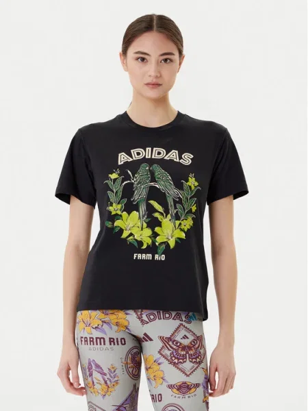 Тениска adidas x Farm Rio дамска черно