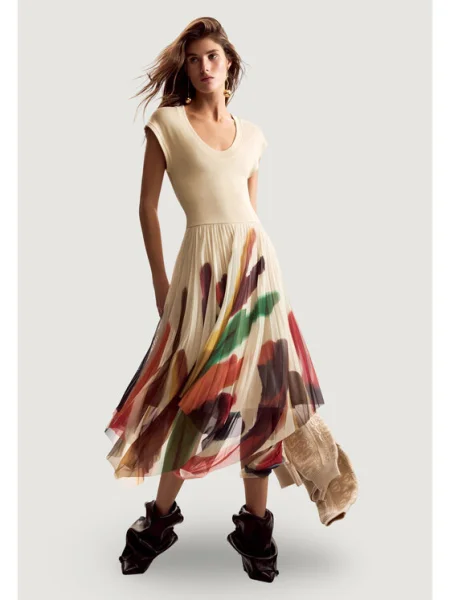 Desigual Rochie de zi Brushes Lacroix Bej alb