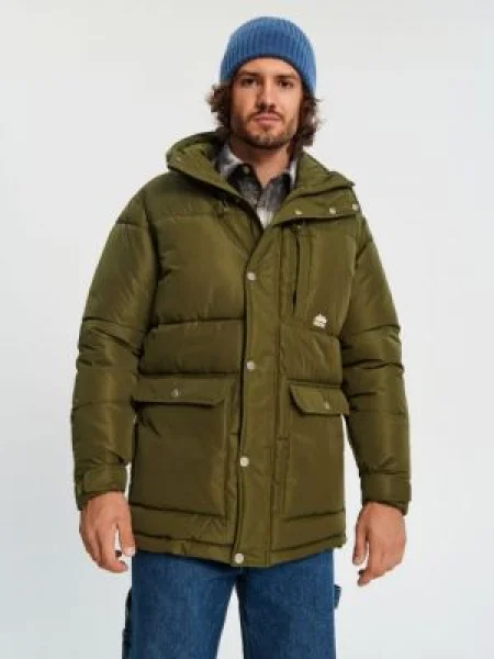 Sinsay Bunda puffer s kapucí khaki