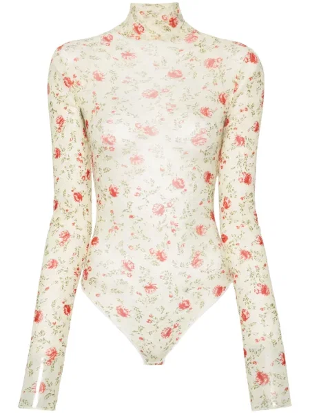 Body Prada cu model floral plasă roșu