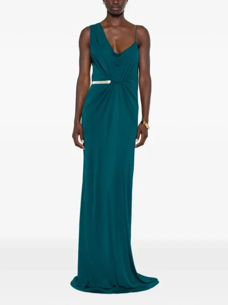 Rochie de seară Tom Ford asimetrică drapată verde