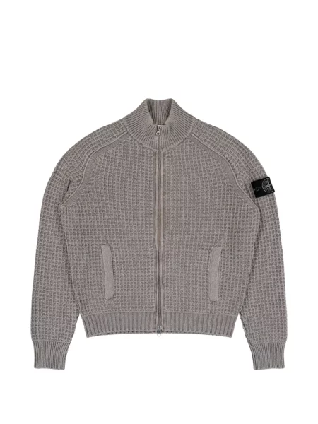 Pulover Stone Island cu guler de stand-up cu strasuri gri