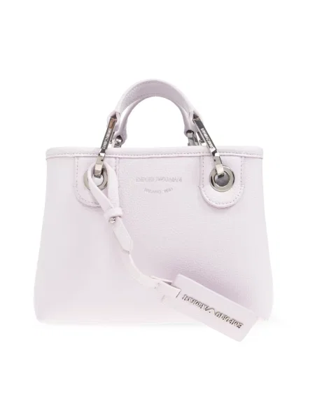 Lniana torebka Emporio Armani z nadrukiem różowa