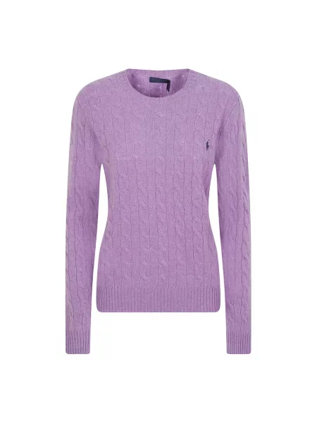 Sweter Ralph Lauren wełniany z długim rękawem fioletowy