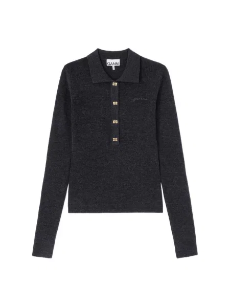 Sweter Ganni wełniany czarny