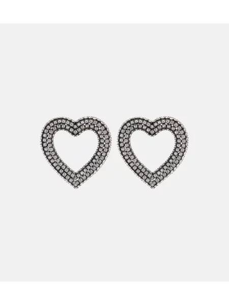 Cercei Balenciaga cu motiv cu inimi argintiu