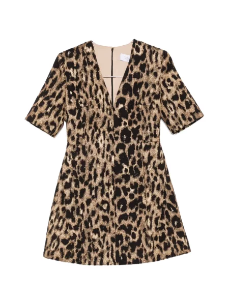 Rochie mini De Santis cu imagine cu model leopard cu decolteu în V