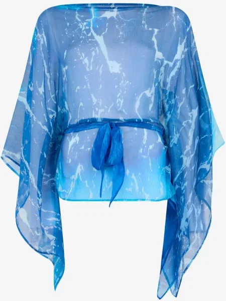 Jedwabna bluzka Roberto Cavalli niebieska