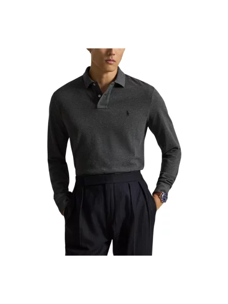 Koszula Polo Ralph Lauren z długim rękawem z siateczki szara