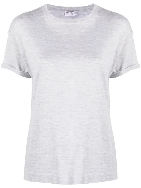 Tricou Brunello Cucinelli tricotate gri