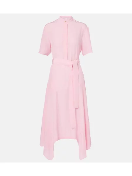Rochie midi Stella Mccartney de mătase până la genunchi de costum roz