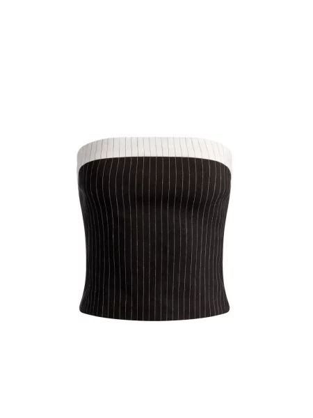 Top Alice + Olivia fără bretele negru