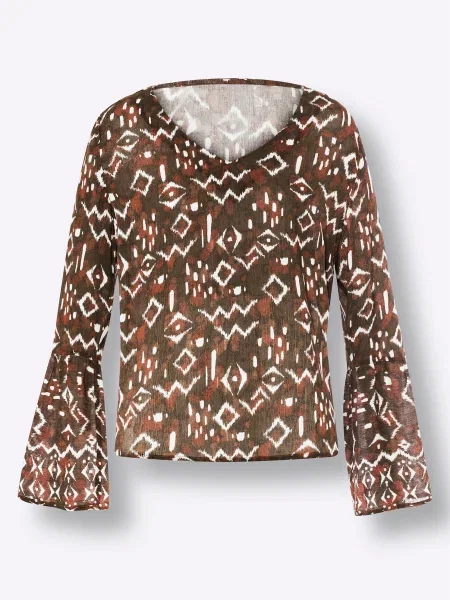 Heine Bluză maro / maro coniac alb