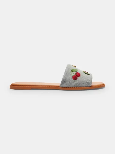 Coach papuci cu plat pentru femei din Holly Denim Cherries Sandal albastru