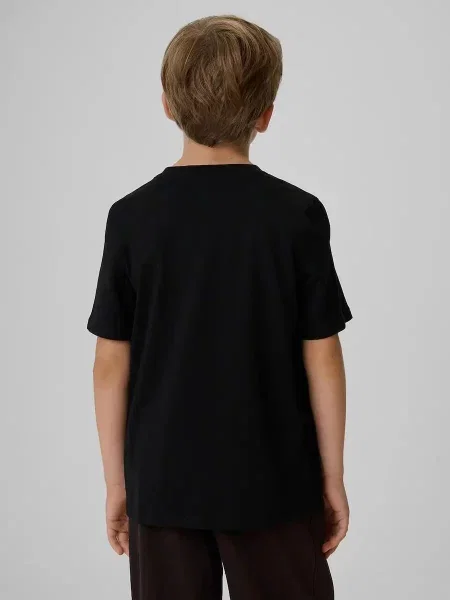 T-shirt regular z nadrukiem chłopięcy 4F czarna
