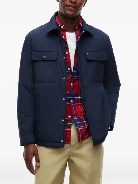 Geacă cămașă Tommy Hilfiger cu autograf albastru