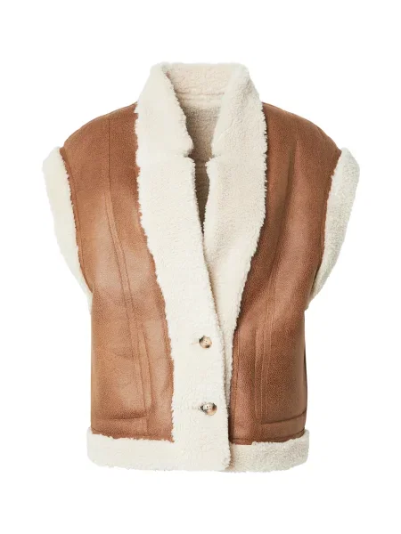 Munthe Vestă BIKALY crem / cămilă maro