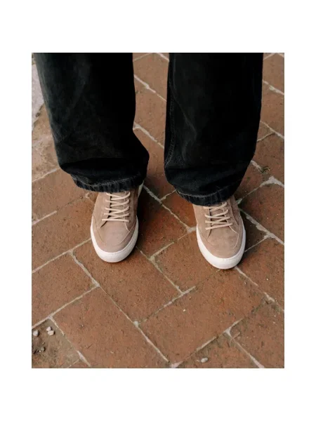 Sneakersy P448 skórzane brązowe