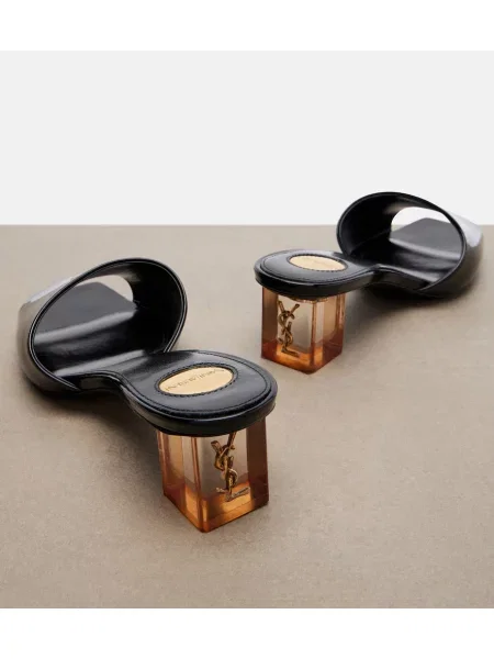 Kožené lakované mules Saint Laurent čierna
