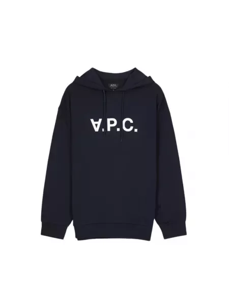 A.P.C. bluza granatowy z kapturem z nadrukiem niebieska