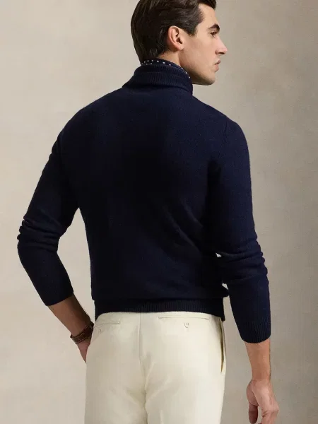 Polo Ralph Lauren sweter z dodatkiem wełny granatowy z golferm