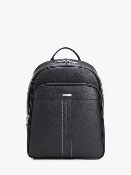 Plecak z miejscem na laptopa ze skóry naturalnej czarno srebrny